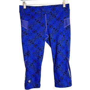 Athleta Crop Leggings Bright Blue With Black Detail Small